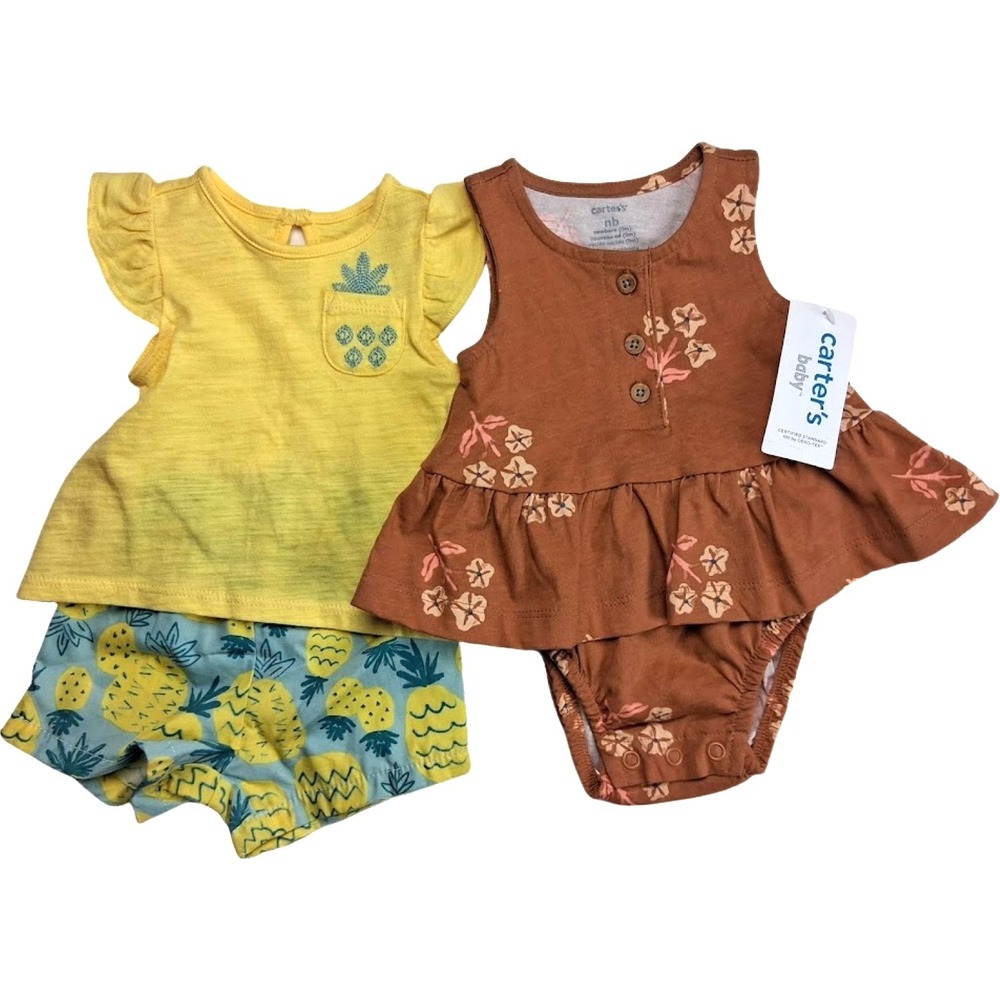 Carter's Baby Girl Newborn Outfit Dress Lot Pineapple Summer Set NWT